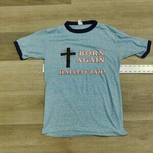 vintage dead stock Christian ringer tee, size L